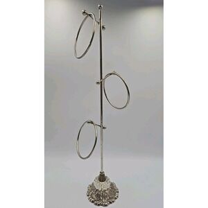 Vintage Modern Regency Crystal 3 Ring Hand Towel Holder Stand Bathroom Brass 18"